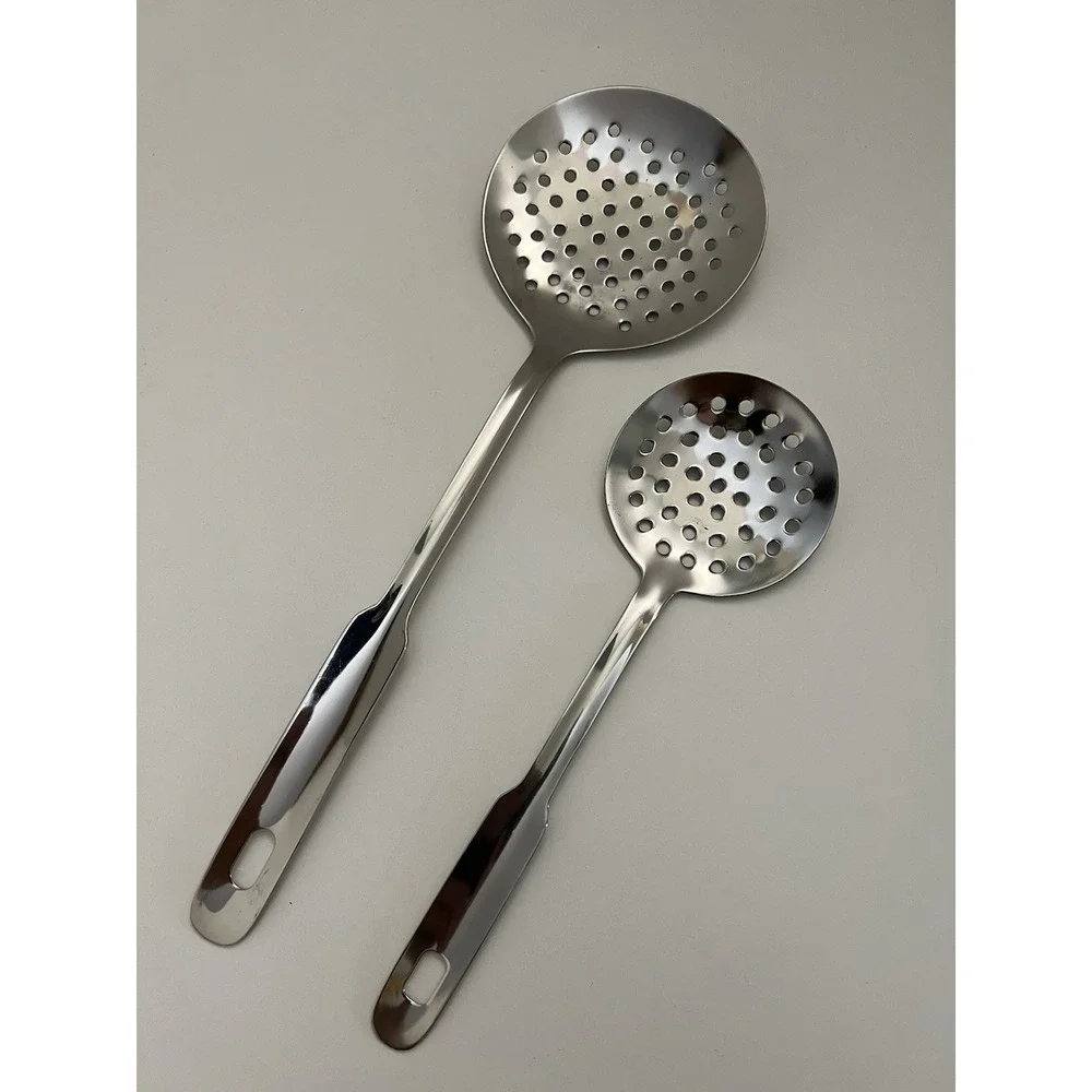 Chrome Plated Skimmer Strainer Set of 2 Serving Spoon Kitchen Utensils